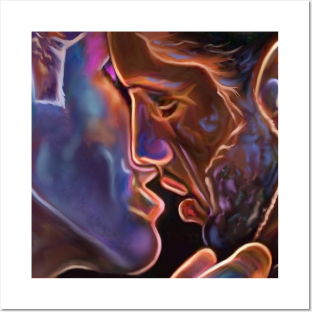 LGBTQ Art Gay Couple Shares A Sensual Kiss Wall Art by egcreations